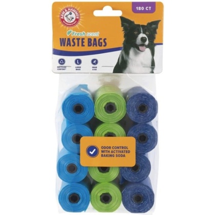 Arm and Hammer Dog Waste Refill Bags Fresh Scent Assorted Colors - 180 count