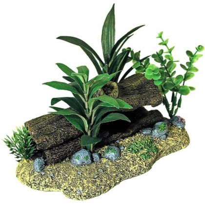 Blue Ribbon Exotic Environments Log Cavern Jungle Floral Aquarium Ornament - 9\