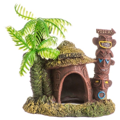 Blue Ribbon Exotic Environments Betta Hut with Palm Tree Aquarium Ornament - 4\