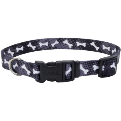 Coastal Pet Styles Nylon Adjustable Dog Collar Black Bones 1\