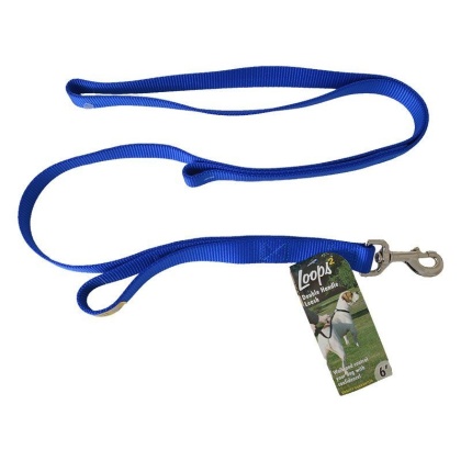 Loops 2 Double Nylon Handle Leash - Blue - 6\