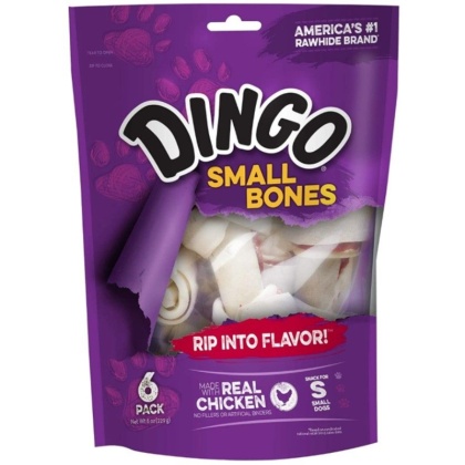 Dingo Meat in the Middle Rawhide Chew Bones - Small - 4\