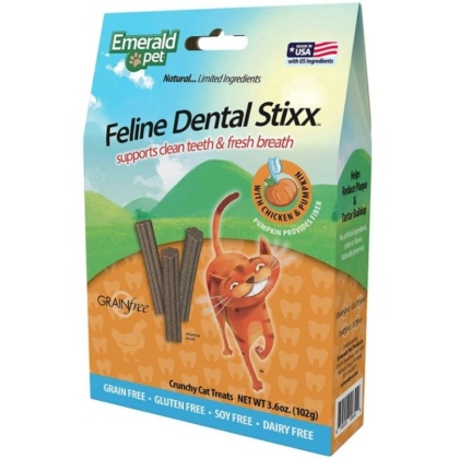 Emerald Pet Feline Dental Stixx Chicken and Pumpkin Recipe - 3.6 oz