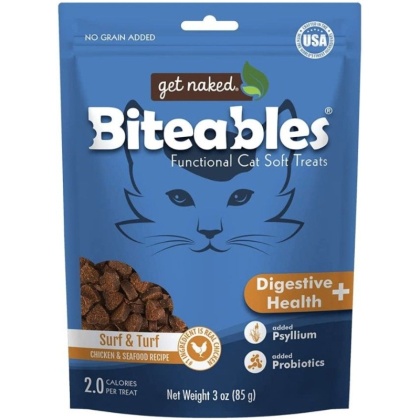 Get Naked Digestive Health Biteables Soft Cat Treats Surf and Turf Flavor - 3 oz