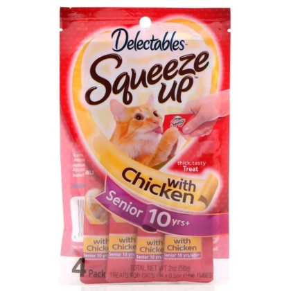 Hartz Delectables Senior Squeeze Up Lickable Cat Treat - Chicken - 4 count