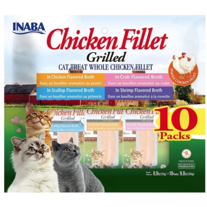 Inaba Chicken Fillet Cat Treat Whole Chicken Fillet Variety Pack - 10 count