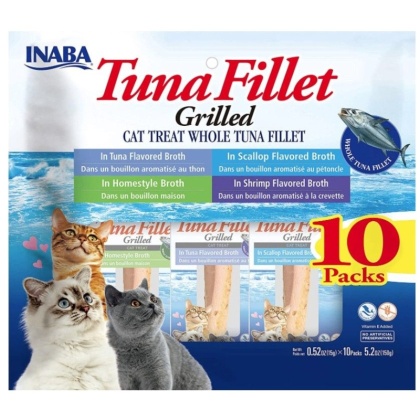 Inaba Tuna Fillet Cat Treat Whole Tuna Fillet Variety Pack - 10 count