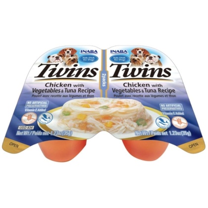 Inaba Twins Chicken with Vegetables and Tuna Recipe Side Dish for Dogs - 2 count