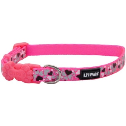 Li'L Pals Reflective Collar - Pink with Hearts - 6-8