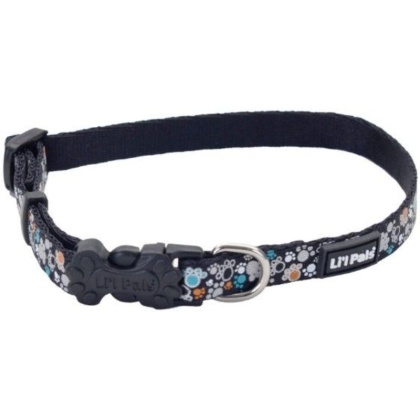 Li'L Pals Reflective Collar - Teal and Orange Paws - 6-8