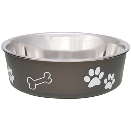 Loving Pets Stainless Steel & Espresso Dish with Rubber Base - Small - 5.5