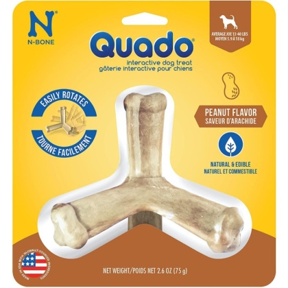 N-Bone Quado Interactive Dog Treat - Peanut Flavor - Average Joe - 1 Pack - Dogs 13-40 lbs - (4.5