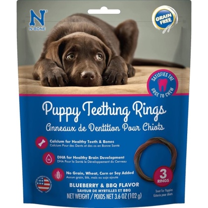 N-Bone Puppy Teething Ring Blueberry Flavor  - 3 count