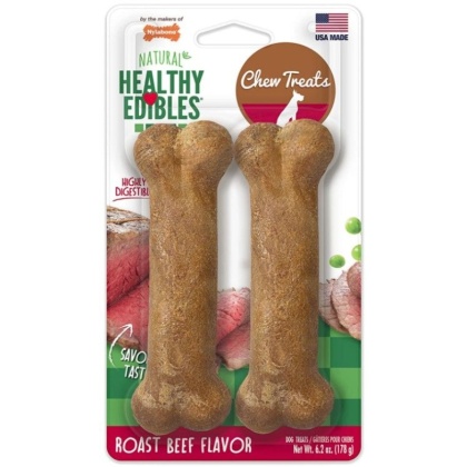 Nylabone Healthy Edibles Wholesome Dog Chews - Roast Beef Flavor - Wolf (2 Pack)