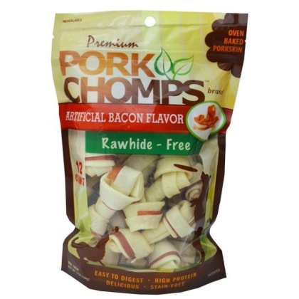 Pork Chomps Knotz Knotted Pork Chew - Bacon Flavor - Mini - 12 Count - (2