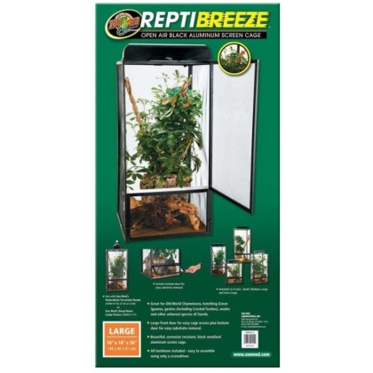 Zoo Med Reptibreeze Open Air Aluminum Screen Cage - Black - Large (18