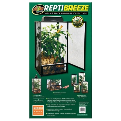 Zoo Med Reptibreeze Open Air Aluminum Screen Cage - Black - Medium (16